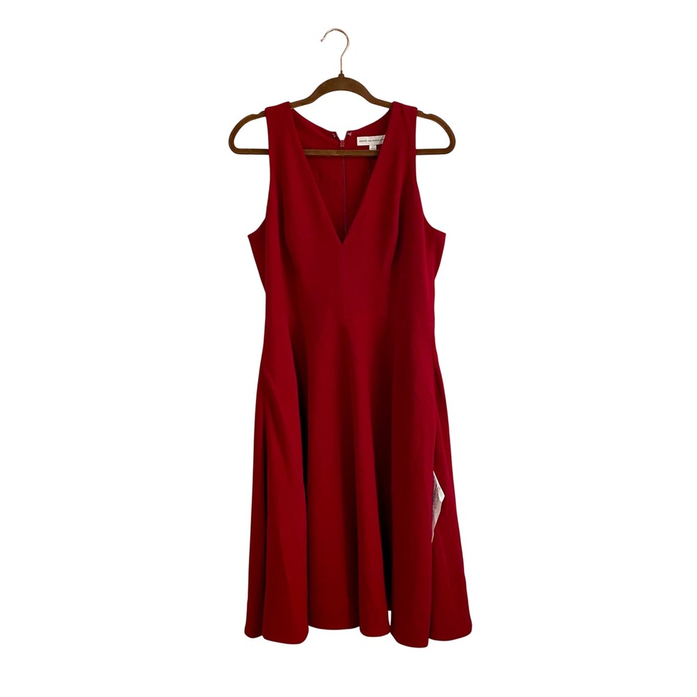Dress The Population Catalina Fit Flare Midi Dress Garnet Red‎ Large NWT